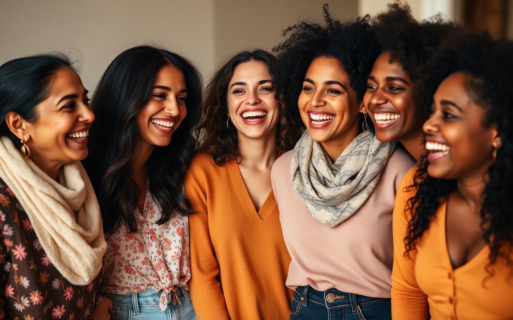 Group of diverse women laughing together